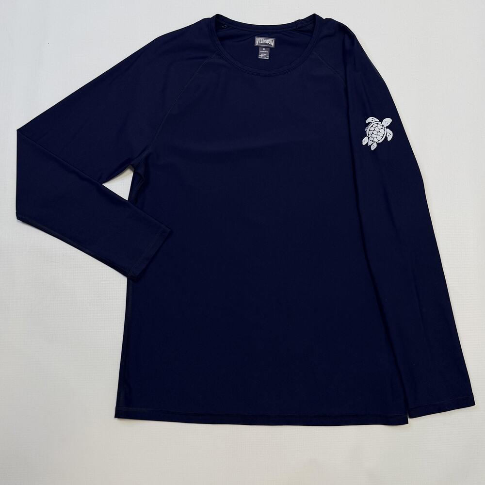 Vilebrequin Rash Guard Shirt Mens XL Blue Long Sleeve Swim UPF 50+ Turtle